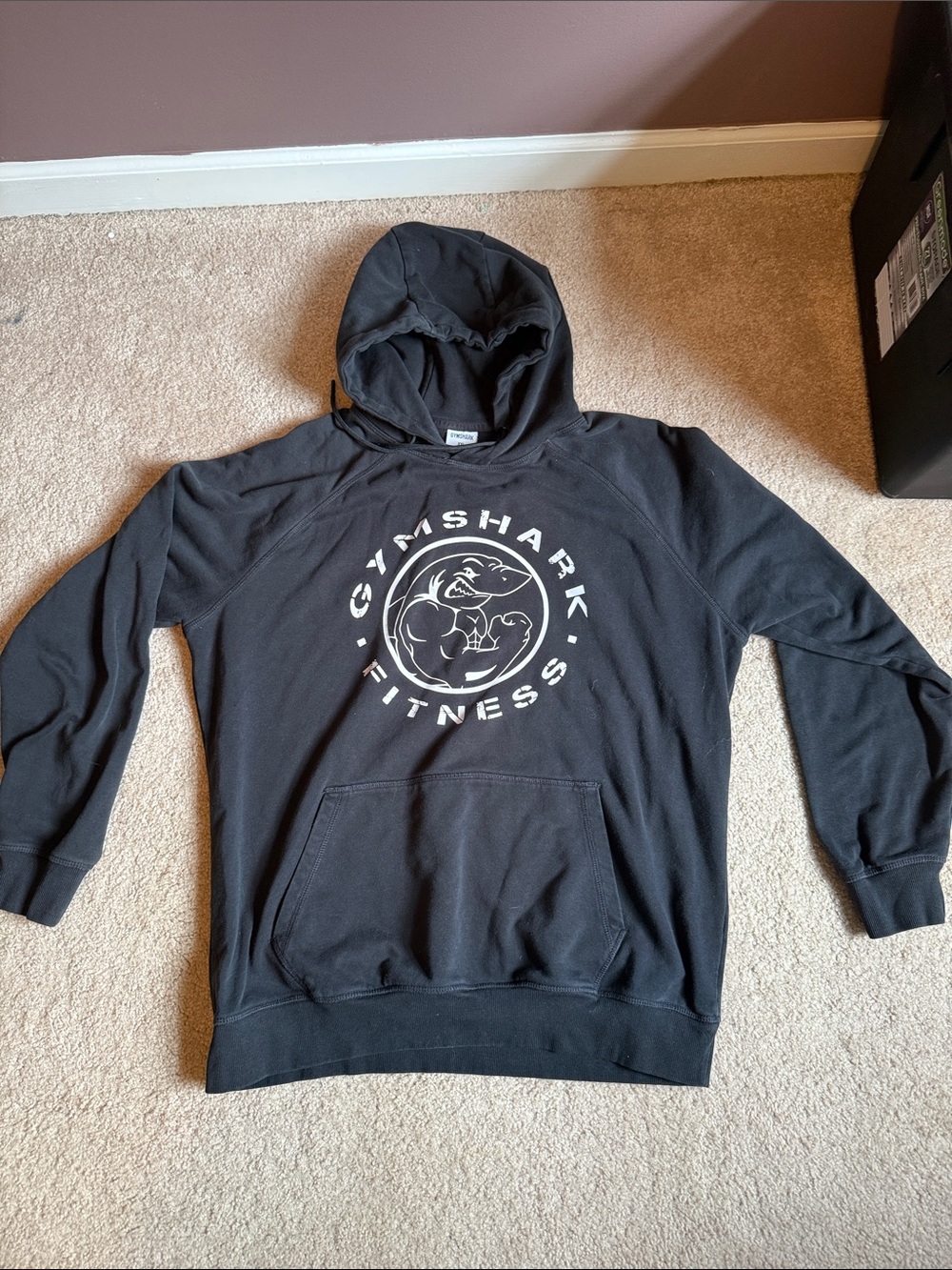Gymshark Black Pullover Hoodie with White Logo